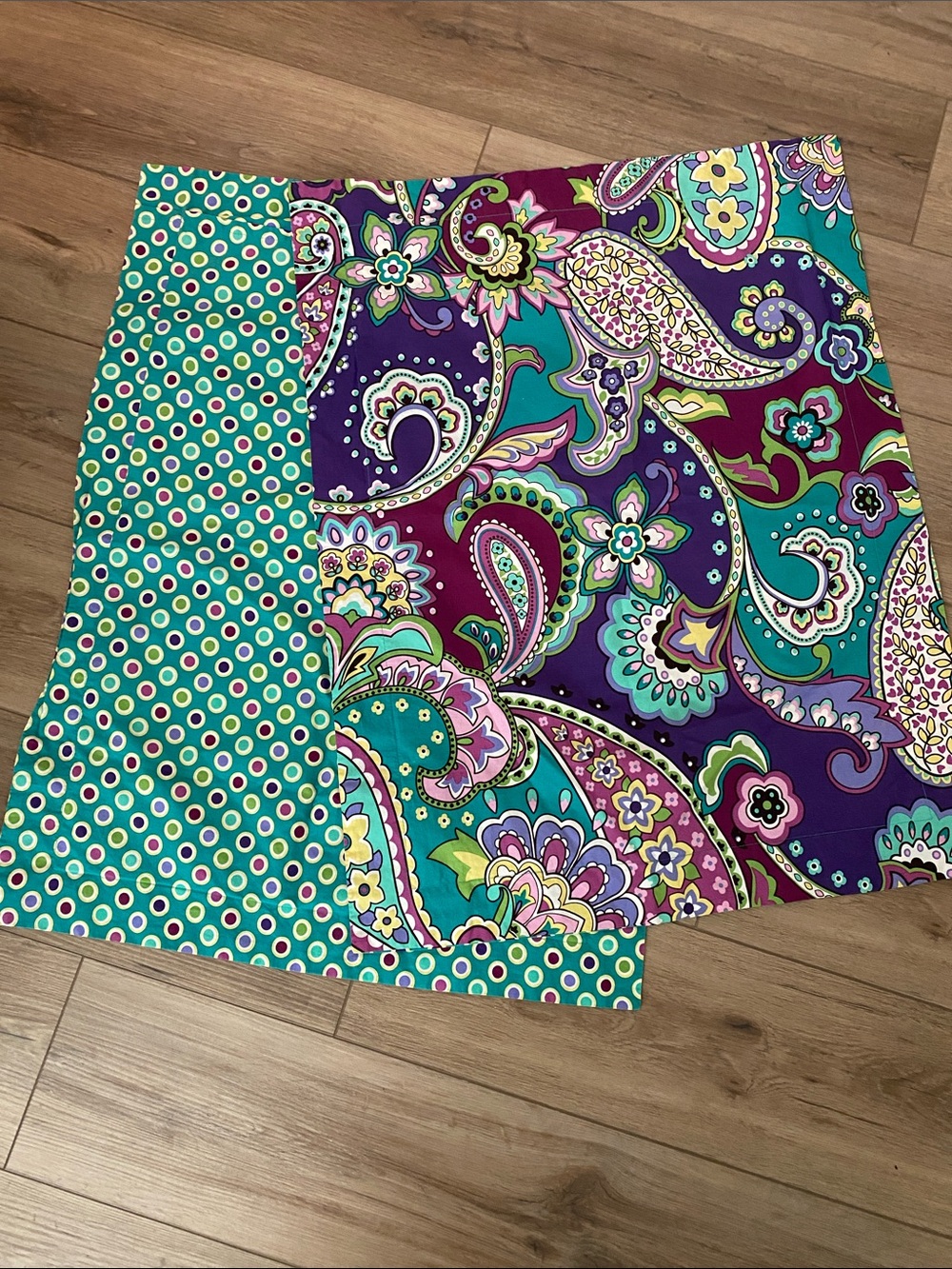 Vera Bradley Heather Paisley Teal Multicolor Polka Dot Pillow Cases Shams